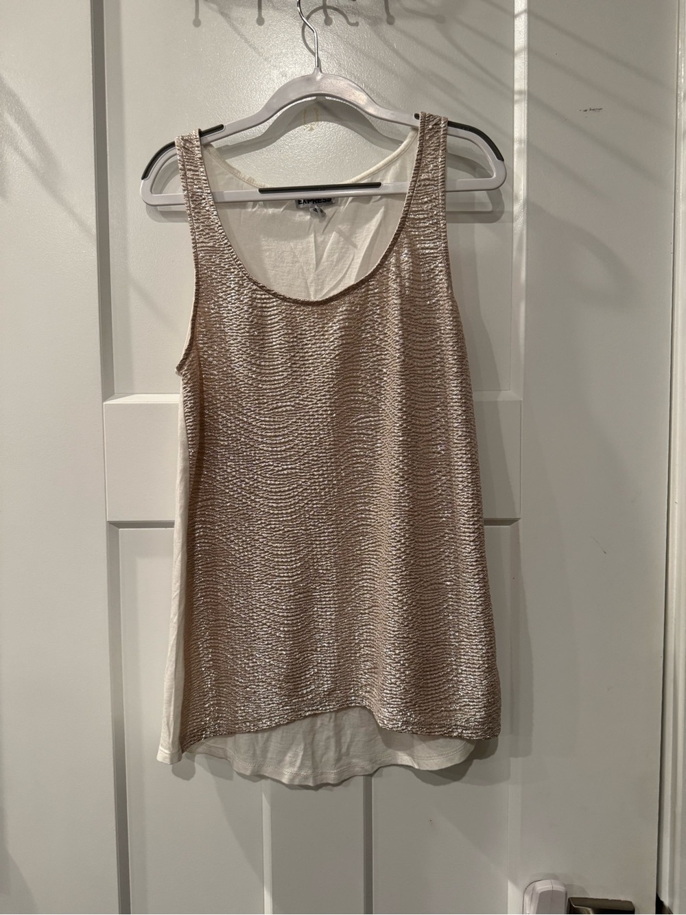 Express Metallic Nude Scoop Neck Tank Top